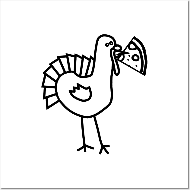 Thanksgiving Turkey with Pizza Slice Outline Wall Art by ellenhenryart